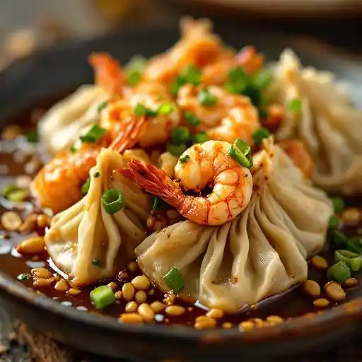 Szechuan Shrimp + Pork Dumplings