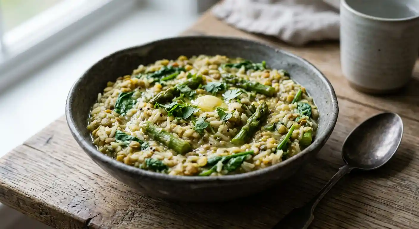 Spinach and Asparagus Khichdi