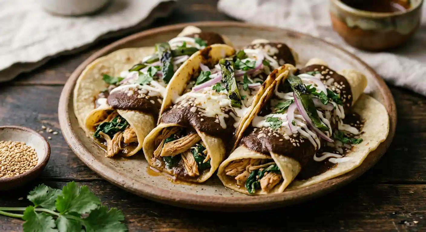 Chicken & Spinach Enchiladas Mole